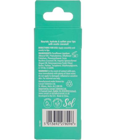 Sol Beauty Coconut Scented Lip Oil with Coconut Extract and Shea Butter Nourishes Moisturizes and Softens Your Lips Vegan Friendly and Cruelty Free Lip Oil 3g - Buy Online on GoSupps.com