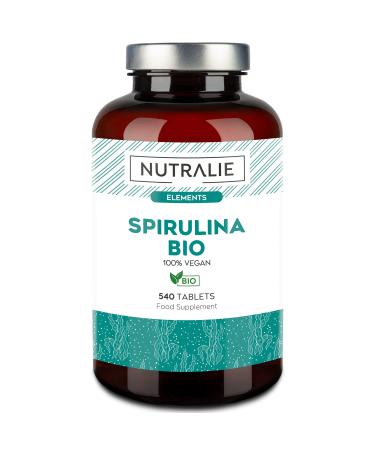 Organic Spirulina Bio 3000mg per Dose | Premium Supplement with Organic Spirulina 60% in Protein et 19% Phycocianin | Dried and Cold Compressed Powder | 540 Tablets Nutralie