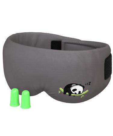 Sleepy Panda Bamboo Sleep Mask - Luxuriously Soft & Light Breathable Bamboo Fabric - 100% Blackout Dry Eye Protection Mask - Best for Side Back & Front Sleeping Positions - Free Bonus Ear Plugs