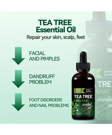 Pure Organic Tea Tree Oil - Moisturizing Essential Oil for Skin & Hair | 1.0oz - Smooths Wrinkles & Soothes Chapped Skin - Buy Online on GoSupps.com
