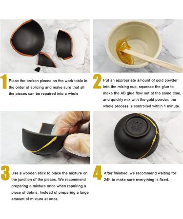MUFUN Kintsugi Repair Kit - Gold Powder Glue for Meaningful Pottery, Includes 2 Practice Ceramic Cups - Buy Online on GoSupps.com