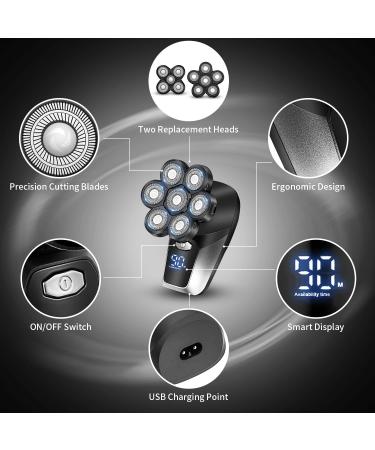 Vsmooth Bald Head Shaver for Men - Rotary Multifunctional Electric Shaver for Close Face Shaving - Cordless & Waterproof Rechargeable Razor - Buy Online on GoSupps.com