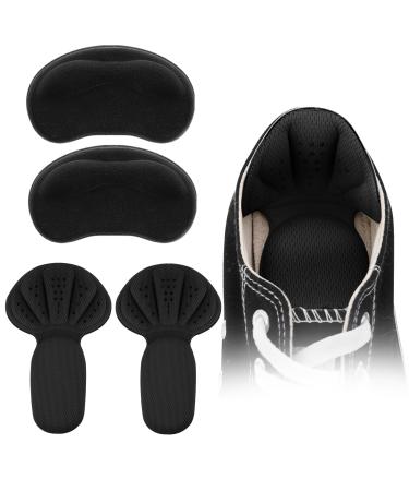 2 Pairs Back of Heel Cushion Pads Reusable Heel Guards Liners for Women Men Back of Heel Grips Inserts for Too Big Loose Shoes| Anti Blister Shoe Liners Heel Protectors (Black)