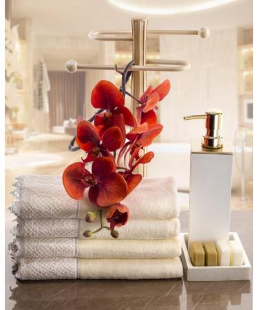 Creative Scents 100% Cotton Fingertip Towels Set of 4 - Soft Velour Finish with Lace Trim - Machine Washable - Ideal for Guest Bathroom - Cream Ivory (11x18 inches) - Buy Online on GoSupps.com