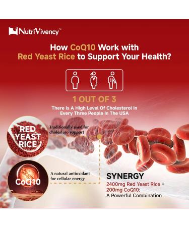 Red Yeast Rice with Coq10 Gummies, Red Yeast Rice 2400mg with Coq10 200mg Supplements for Cholesterol Support and Heart Health Support, Sugar free, Vegan, Non-GMO, Strawberry Flavor, 60 Counts - Buy Online on GoSupps.com