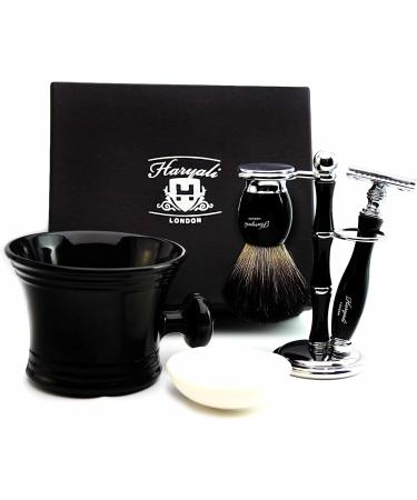 Premium Black Badger Hair Shaving Set | Brush Razors & Holder for Men | Perfect Gift for Him - Buy Online on GoSupps.com