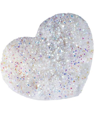 Nupuyai Titanium Coated Bergkristall Druse - Irregular Crystal Cluster Quartz Geode for Reiki & Feng Shui Decoration | White/Colored Heart Shape - Buy Online on GoSupps.com
