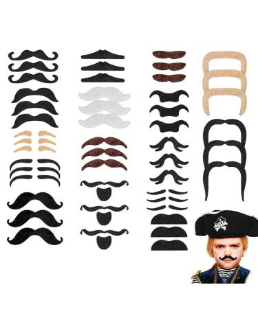 48 PCS Fake Moustache False Moustache for Adults Moustaches Self-Adhesive False Beards and Moustaches for Masquerade Party Favor Birthday Party and Performance