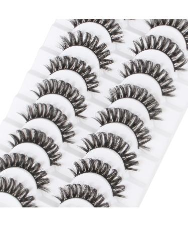 Parrarri Russian Strip Lashes D Curl - 10 Pairs Reusable Fluffy Mink Eyelashes | Curly & Crossed Design - Buy Online on GoSupps.com
