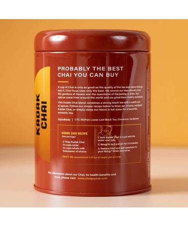 Chai Guys Kadak Chai Blend: Assam Tea with Cardamom & Cinnamon | 28 Cups Tin - Buy Online on GoSupps.com