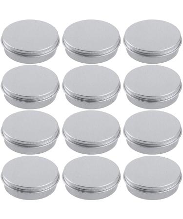 2 Ounce Aluminum Tin Jar Refillable Containers 60 ml Aluminum Screw Lid Round Tin Container Bottle for Cosmetic ,Lip Balm, Cream, 12 Pack. 2-Ounce