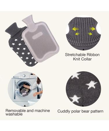 HomeTop Premium Classic Rubber Hot Water Bottle with Star Print Knit Cover - Gray 2L - Buy Online on GoSupps.com