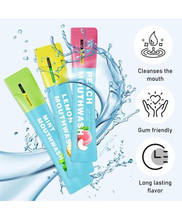 3 Flavors Mini Mouthwash Travel Size Portable Individual Travel Mouth Wash for Fresh Breath Refreshing Long Lasting Gentle Oral Care Mouthwash Packs(Pack of 60) - Buy Online on GoSupps.com