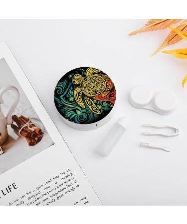 Tribal Design Contact Lens Case with Turtle Print | Portable Travel Storage Box for Contacts - Buy Online on GoSupps.com