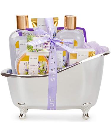 Bath Baskets for Women Gift, Home Spa Gift Basket for Women, Spa Luxetique Lavender Spa Set with Body Lotion, Bath Salt, Bath Bombs, Relaxation Bath Gifts for Women, Birthday Gift Baskets