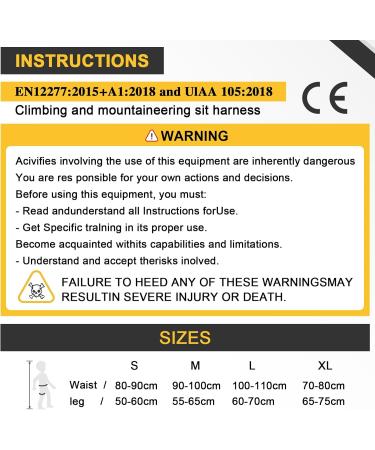 Enjohos Climbing Safety Belt - Fall Protection Waist Strap for Mountaineering & Outdoor Activities - Half-Body Gray Yellow - Buy Online on GoSupps.com