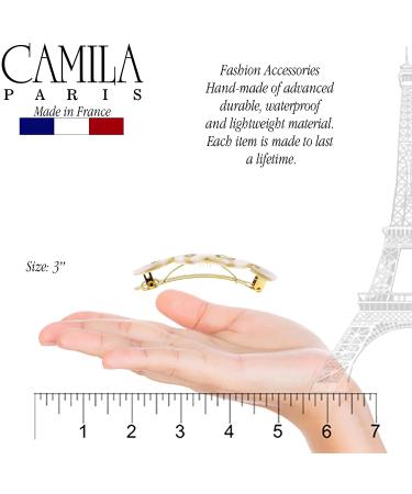 Camila Paris CP3169 Handmade French Hair Barrette Clip - White/Gold, Strong Hold Grip for Women/Girls, No Slip/Durable Styling Accessory - Made in France - Buy Online on GoSupps.com