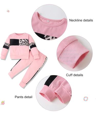ZOEREA Baby Girl Leopard Sweatshirt and Harem Pants Set | Spring Fall Outfits 12-18 Months Pink - Buy Online on GoSupps.com