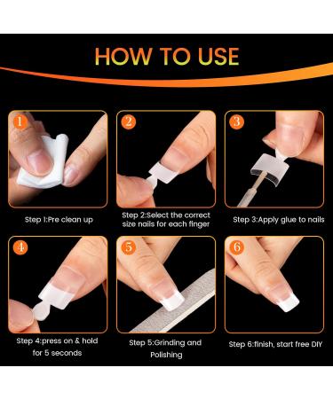 Krofaue French Nail Tips - 120PCS Clear Square Acrylic Half Cover Nails for DIY & Nail Salons - White French Tip Extensions - Buy Online on GoSupps.com