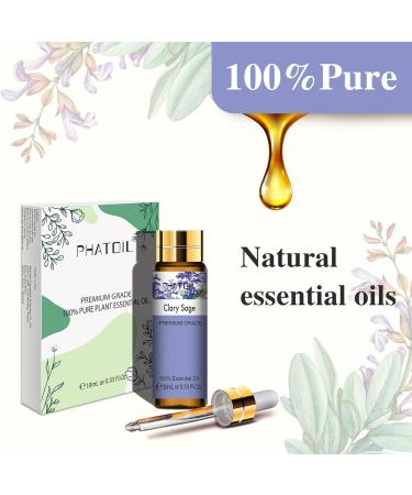 PHATOIL Clary Sage Essential Oil 10ML - 100% Pure & Undiluted - Cruelty-Free - Ideal for Home Diffusers - Pack of 1 - Buy Online on GoSupps.com