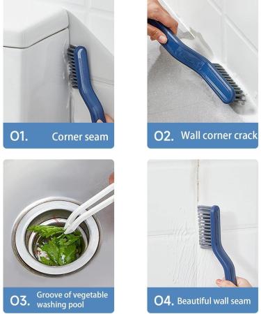 Bathroom Cleaning Brush - 2-in-1 Tile Scrub Brush Bathroom Scrubbing Brush | Comfortable Grip Tile Floor Scrubber Floor Scrubbing Brush for Bathroom Kitchen Living Room Blue - Buy Online on GoSupps.com