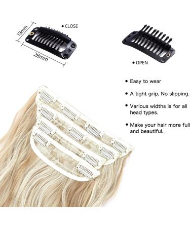 20 Curly Blonde Clip in Hair Extensions - 4Pcs Soft Synthetic Wavy Hair Pieces for Women - Dark Golden Mix Beige Blonde Color - Buy Online on GoSupps.com
