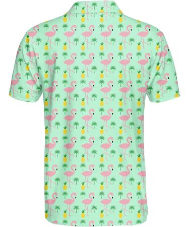 Flamingos Pineapples Palms Summer Polo Shirts - Men's & Women's Golf Shirt | Lightweight Short Sleeve Bowling Polos - Medium - Buy Online on GoSupps.com