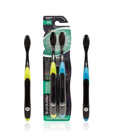 Brush Buddies Charcoal Toothbrush 2-Pack - Natural Charcoal Bristles - 0.06 lb - Buy Online on GoSupps.com