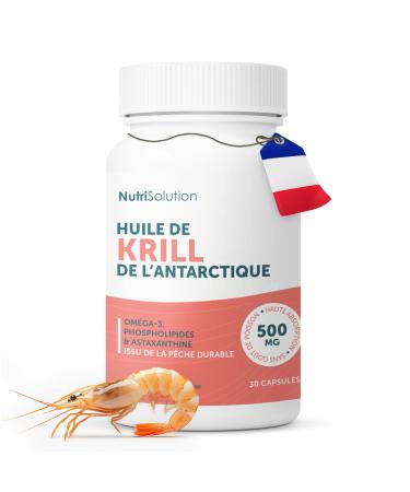 Antarctic Krill Oil: Omega-3 Premium with Phospholipids & Astaxanthin - Supports Heart Brain & Joints - 500mg 30 Capsules - Sustainable - Made in France by NutriSolution (1)