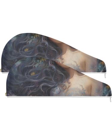 Beautiful Flowers Hair Towel 2 Pack | Super Absorbent Quick Dry Turbans for Women & Girls - Buy Online on GoSupps.com