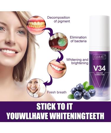V34 Purple Toothpaste - 2 PCs Whitening Tooth Stain Removal & Dental Health Improvement - Buy Online on GoSupps.com