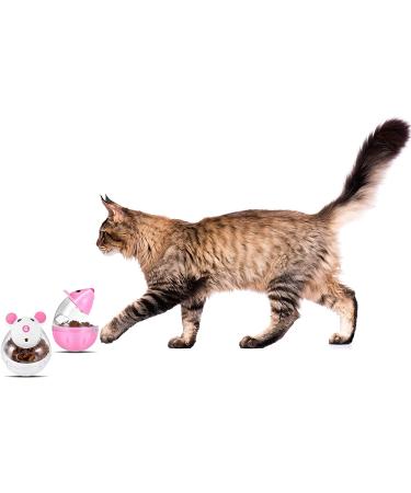 PORTOWN Cat Food Ball Dispenser - Slow Feeder Toy for Interactive Training (Pink White) - 4 Pcs - Buy Online on GoSupps.com