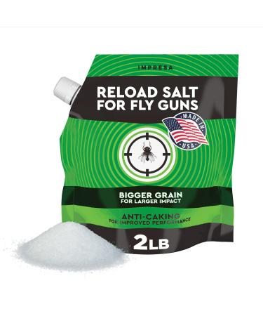 Impresa 2 lbs. Fly Salt for Fly Shooters  Made in The USA  Large Grain Salt for Fly Shooter - with Pouring Spout for Easy Loading  Non Caking