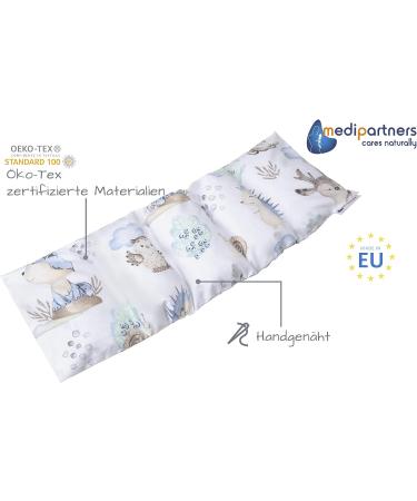 Medi Partners Cherry Core Pillow 60x20cm - 100% Cotton Eco-Friendly Grain Pillow for Heat & Cold Therapy | Removable Deer & Hedgehog Design - Buy Online on GoSupps.com