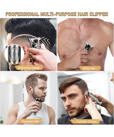 Professional Men's Hair Clippers - Zero Gapped Cordless Trimmer with LED Display - Vintage Silver - Buy Online on GoSupps.com