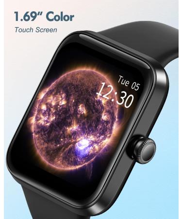 24/7 Heart Rate Blood Oxygen Sleep Tracker Smart Watch Fitness Tracker | Waterproof Touchscreen Smartwatch for Men Women - Black - Buy Online on GoSupps.com