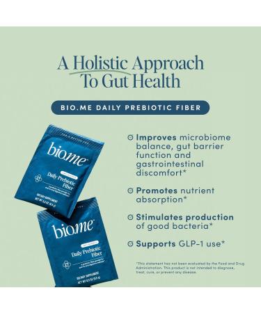 Bio.me Daily Prebiotic Fiber Powder - Full Size (30 Servings) + Travel Packs (20 Servings) - Unflavored Soluble Fiber Supplement for Digestive & Gut Health - Non-GMO Sugar & Gluten Free - Buy Online on GoSupps.com