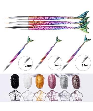 3pcs Mermaid Nail Art Brush Pens - UV Painting Fish Tail Detailer Thin Liner & Dotting Tool for Creative Nail Designs - Buy Online on GoSupps.com