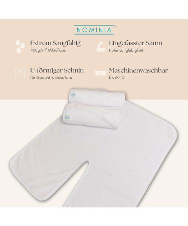Nominia Facial Towels Premium White Microfiber 3-Series Set | Fluffy Durable Cosmetic Compresses U-Shaped Cut 400g/m Quality - Buy Online on GoSupps.com