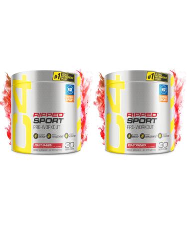 Cellucor C4 Ripped Sport Pre Workout Powder Fruit Punch - NSF Certified for Sport + Sugar Free Preworkout Energy Supplement for Men & Women | 135mg Caffeine | 30 Servings (Pack of 2)