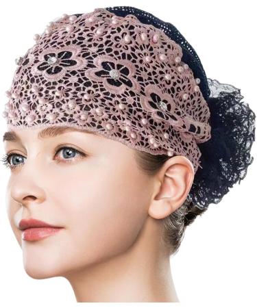 Buerfu Lace Headbands for Women Girls Stretch Headband Wide Women Stretchy Vintage Lace Edge Headband Hairband Bandana Bohemian for Women Pink - Buy Online on GoSupps.com