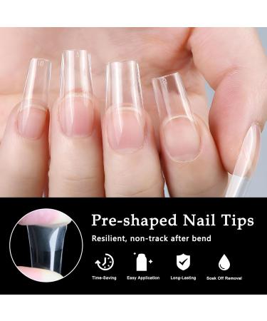 AddFavor 600pcs Medium Square Nail Tips | Clear Full Cover Gel X Fake Nails | Acrylic Nail Tips for Manicure & DIY - Buy Online on GoSupps.com