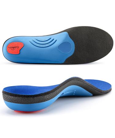 PCSsole Comfort Arch Support Insoles Foot Supportive Orthotic Shoe Insert with Cushioning for Plantar Fasciitis Heel Pain Pronation Flat Feet Foot Pain Relief Men(11.5-12)305mm Blue