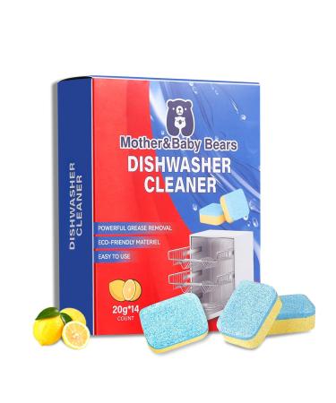 Dishwasher Cleaner Tablets 14 Count Natural Dishwasher Cleaner and Deodorizer Remove Grease Limescale Odor Calcium Septic Safe.