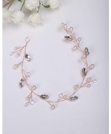 Chargances Boho Pearl Headband for Women and Girls Vintage Wedding Bridal Hair Piece Jewelry for Brides Hair Accessories (Rose Gold) - Buy Online on GoSupps.com