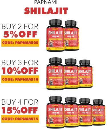 Shilajit Extract Capsules 6550mg + Ashwagandha, Ginseng, Saw Palmetto, Maca, Tribulus, Chaga, Pepper | 5 Month Supply | Immune & Brain Boost - Buy Online on GoSupps.com