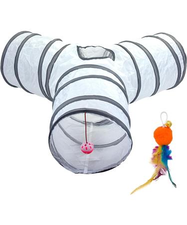 Cat Tunnel Bed 3 Way Cat Tunnel Cat Tunnels for Indoor Cats large Cat Toy Tunnel with Cat Feather Toy Collapsible Pet Toy Crinkle Tunnel Tube for Kitten Rabbits Hamster Small Dogs(as shown) - Buy Online on GoSupps.com