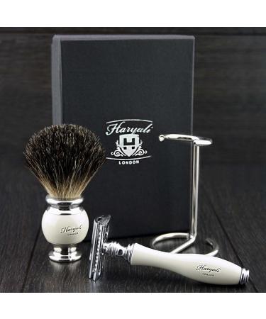 Premium Men's Shaving Kit | Double Edge Safety Razor Brush & Stand | Ultimate Grooming Set - Buy Online on GoSupps.com