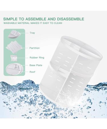 Seinlife 360 Rotating Makeup Organizer - Adjustable Spinning Holder for Countertop and Vanity - Foldable Cosmetic Storage Display Box - Large Capacity Shelf in White - Buy Online on GoSupps.com