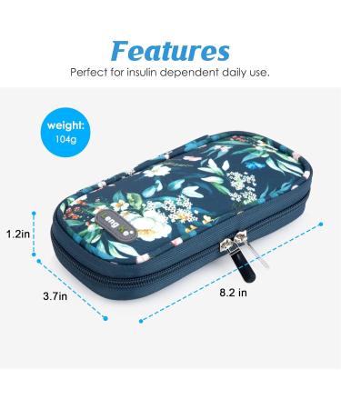 Youshares Insulin Cooling Bag with 2 Cooling Packs - Diabetic Travel Pocket & Accessories (Blue Camellia) - Keep Your Insulin Safe & Cool - Buy Online on GoSupps.com